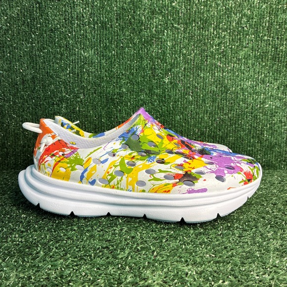 Kane Other - NEW KANE Revive Paint Splatter Perforated Active Recovery Shoes White Mens Sz 8